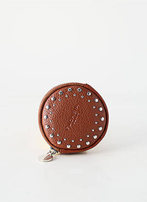 Porte-monnaie doublure textile marron FUCHSIA femme