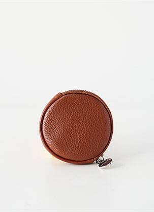 Porte-monnaie doublure textile marron FUCHSIA femme