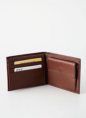 Portefeuille tissage simili-cuir marron MAROMONDO femme