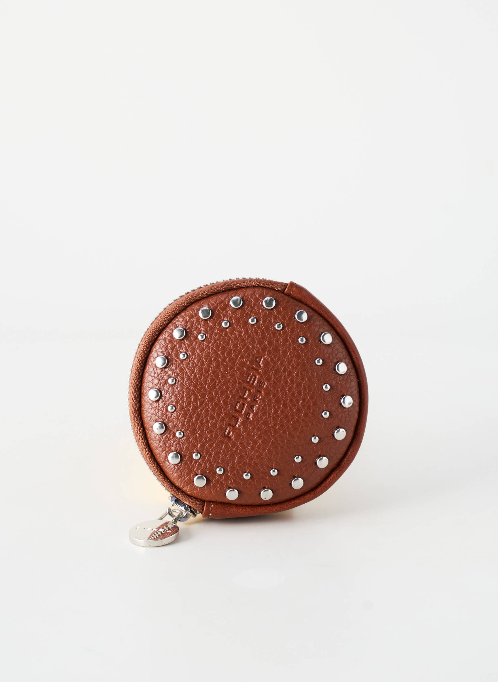 Porte-monnaie doublure textile marron FUCHSIA femme