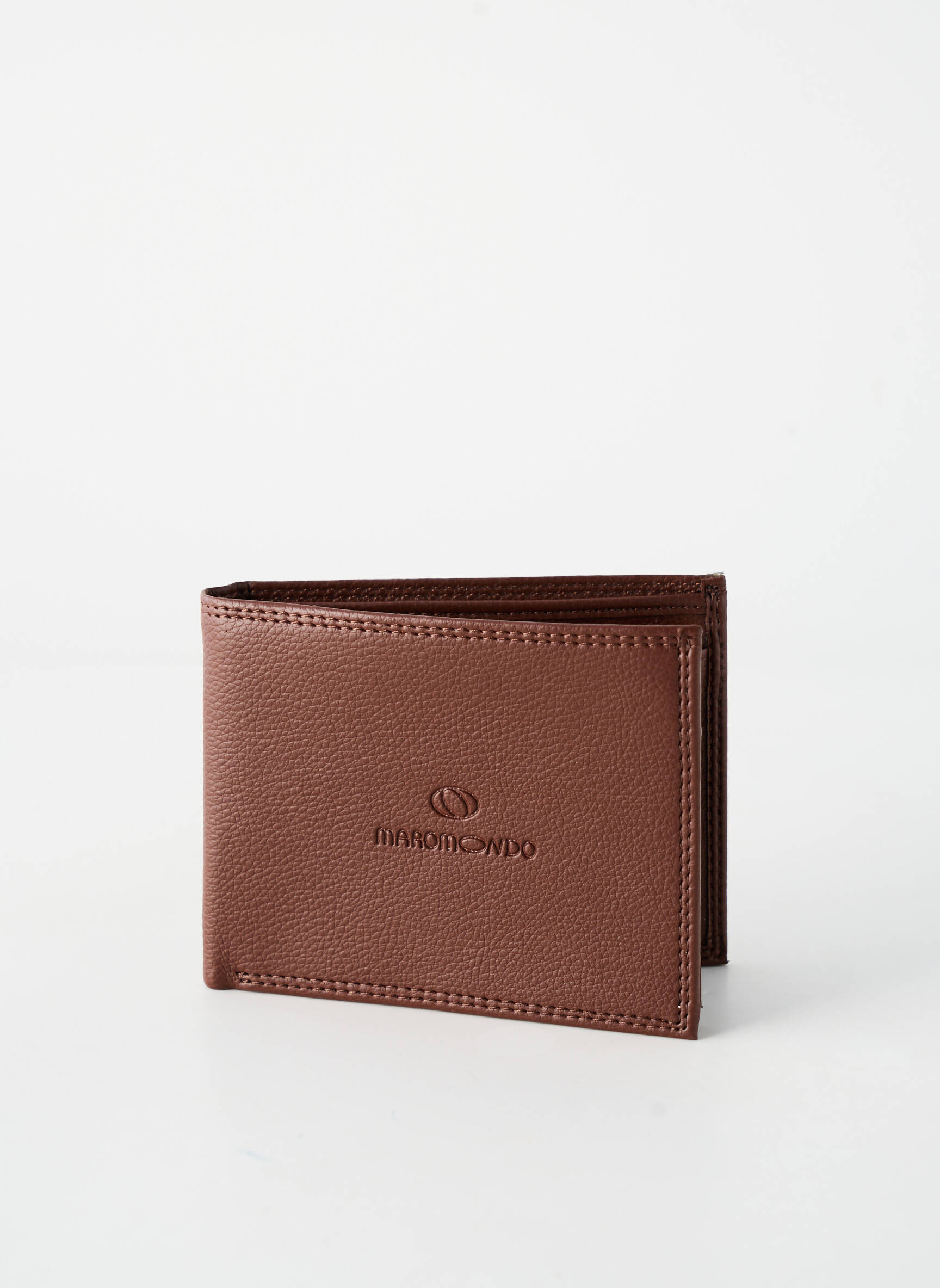Portefeuille tissage simili-cuir marron MAROMONDO femme