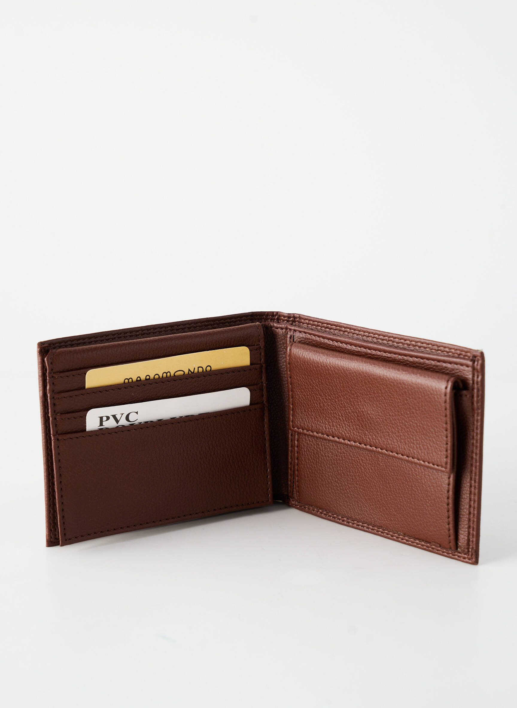 Portefeuille tissage simili-cuir marron MAROMONDO femme