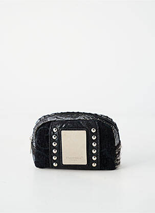 Porte-monnaie tissage velours noir FUCHSIA femme