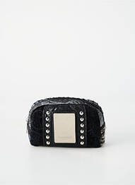 Porte-monnaie doublure textile noir FUCHSIA femme