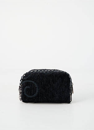 Porte-monnaie tissage velours noir FUCHSIA femme