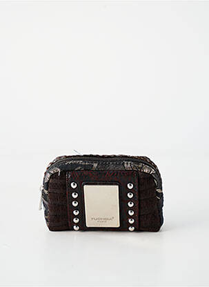 Porte-monnaie doublure textile marron FUCHSIA femme