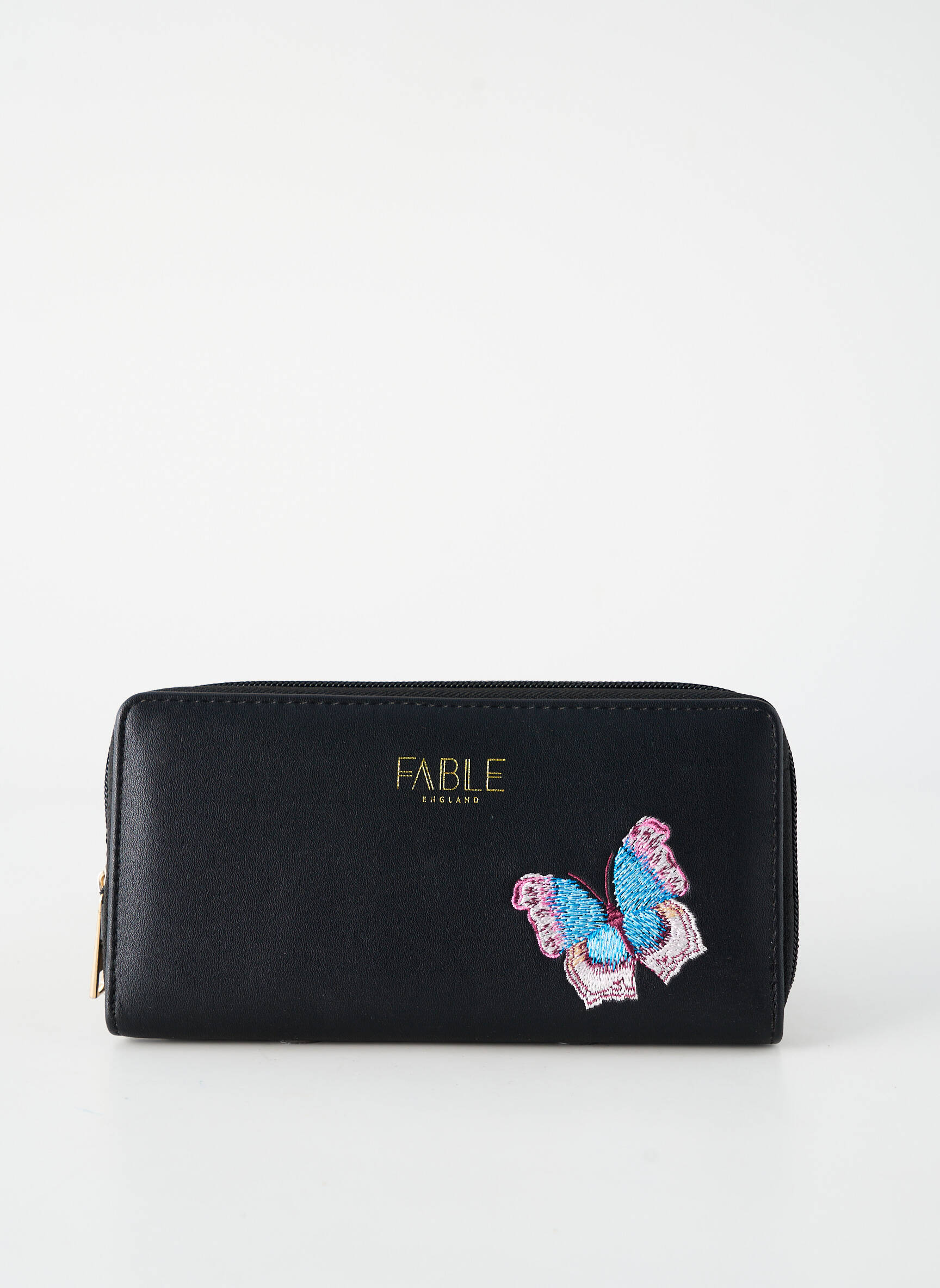 Portefeuille tissage simili-cuir noir FABLE ENGLAND femme