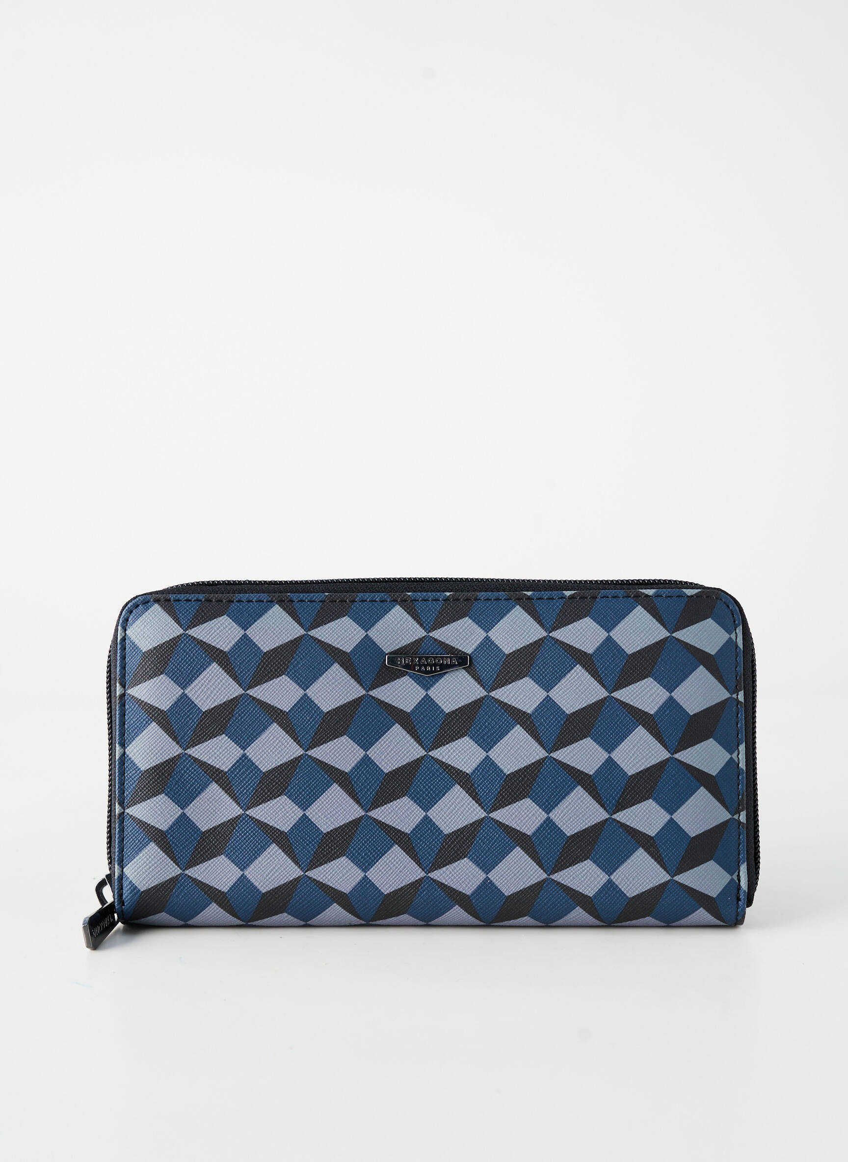 Portefeuille fermeture zippée bleu HEXAGONA femme