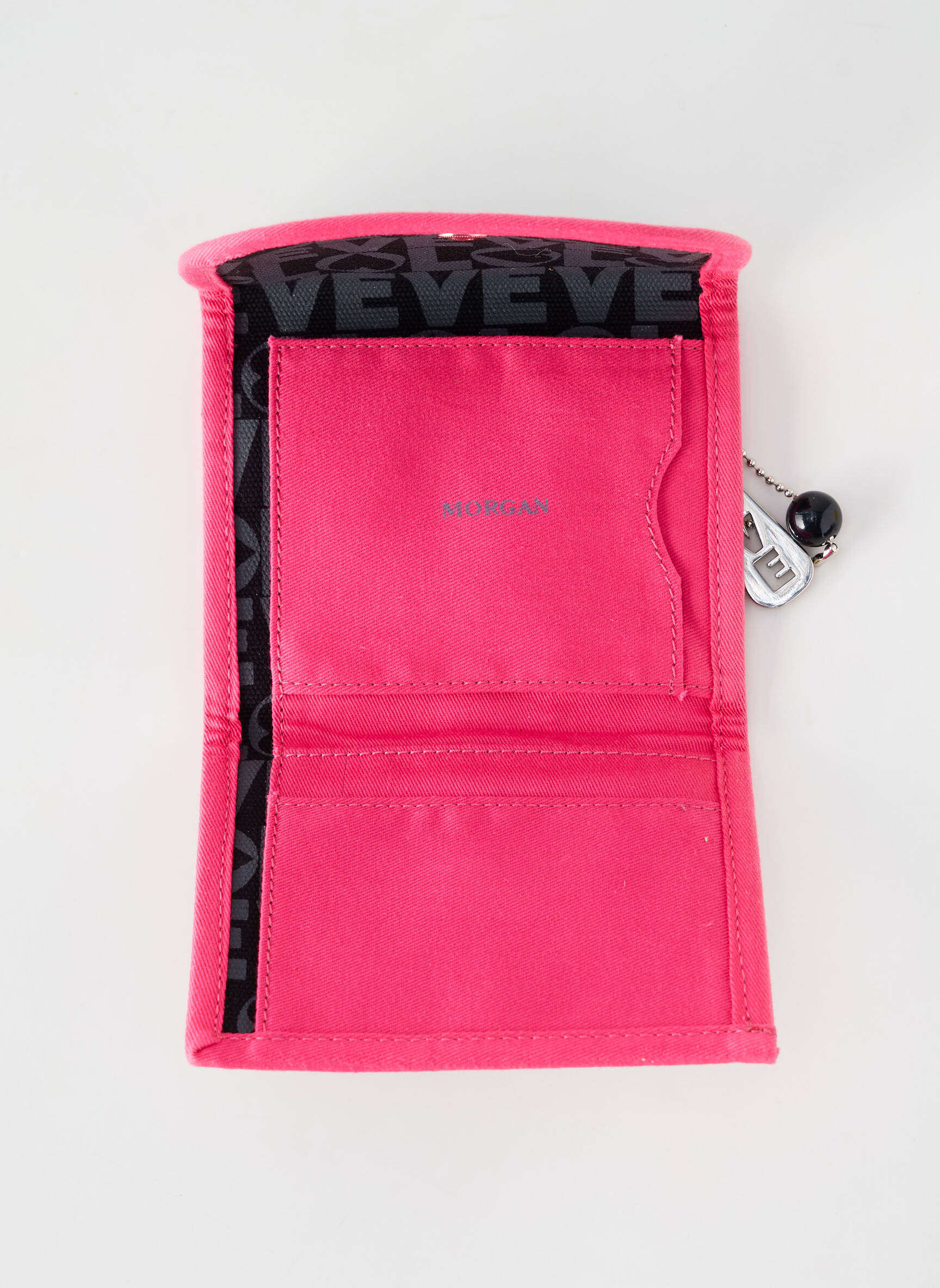Portefeuille doublure textile rose MORGAN femme