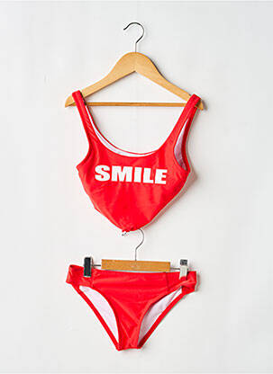 Maillot de bain 2 pièces stretch rouge LAGON BLEU fille