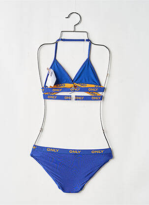 Maillot de bain 2 pièces effet matière satinée bleu ONLY fille