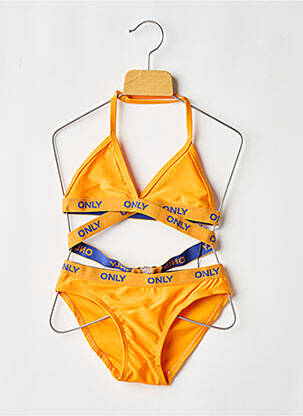 Maillot de bain 2 pièces effet matière satinée orange ONLY fille