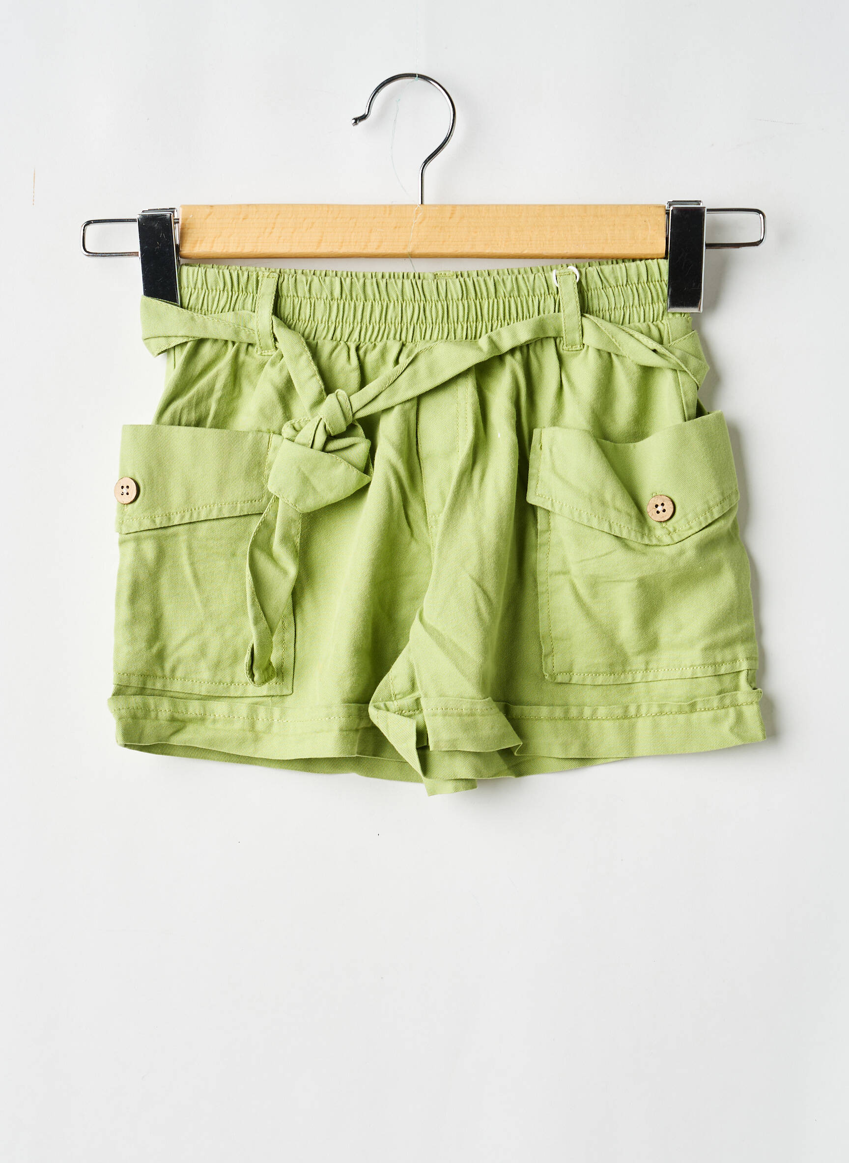 Short fermeture liens à nouer taille élastique vert MAYORAL fille