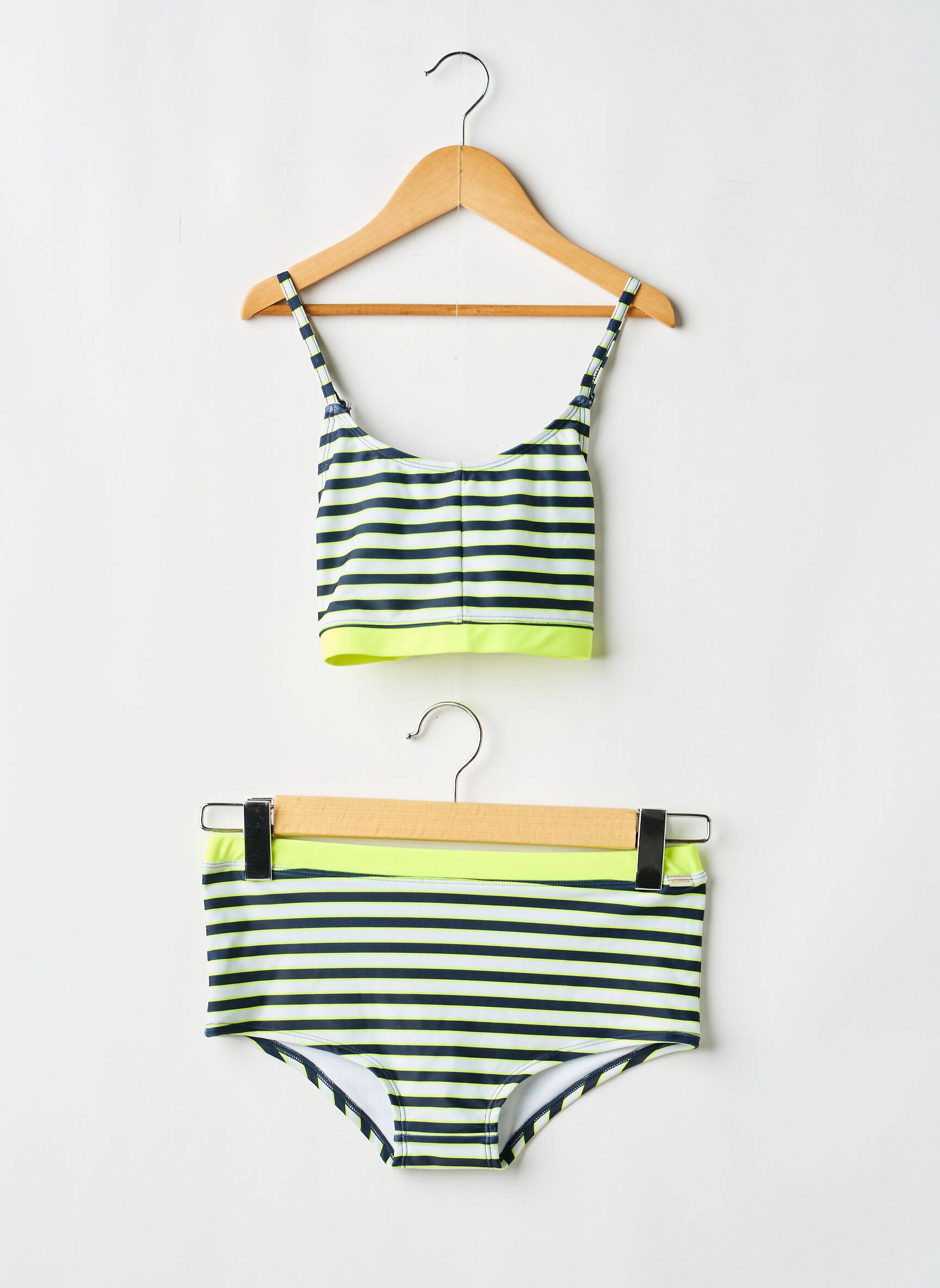 Maillot de bain 2 pièces imprimé rayures jaune GARCIA fille