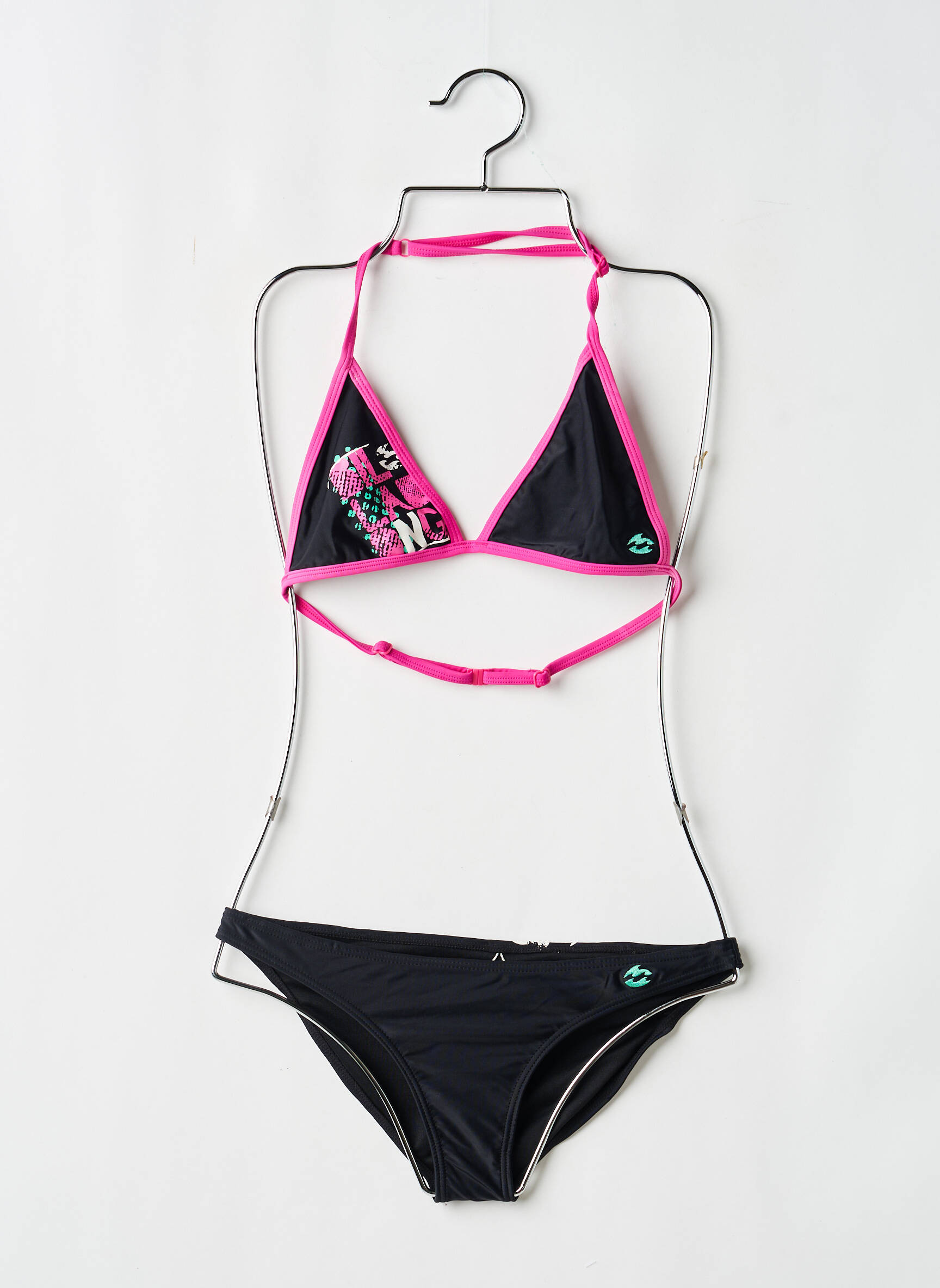 Maillot de bain 2 pièces effet matière satinée noir BILLABONG fille