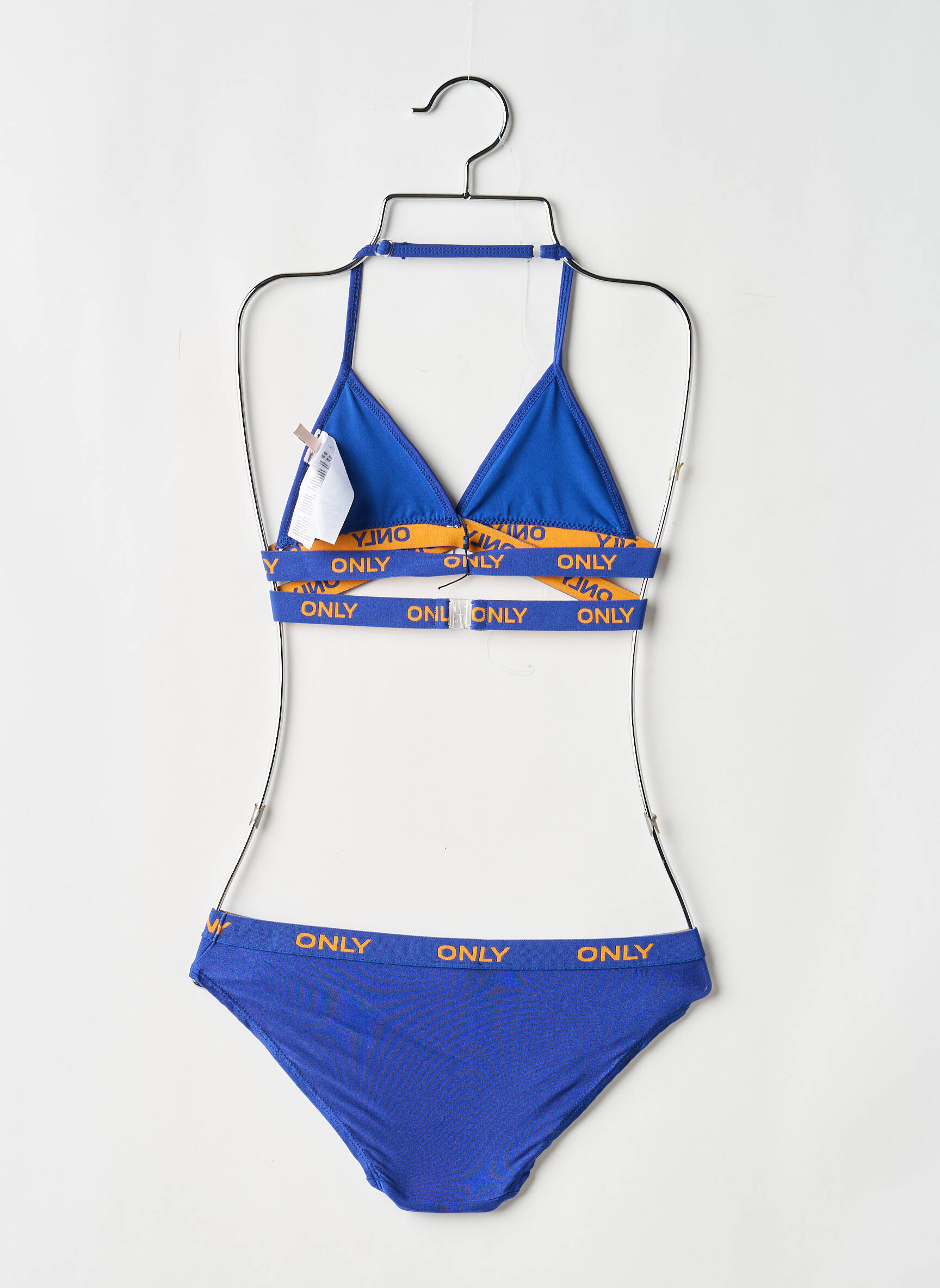 Maillot de bain 2 pièces effet matière satinée bleu ONLY fille