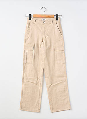Pantalon cargo tissage denim taille ajustable beige ONLY fille