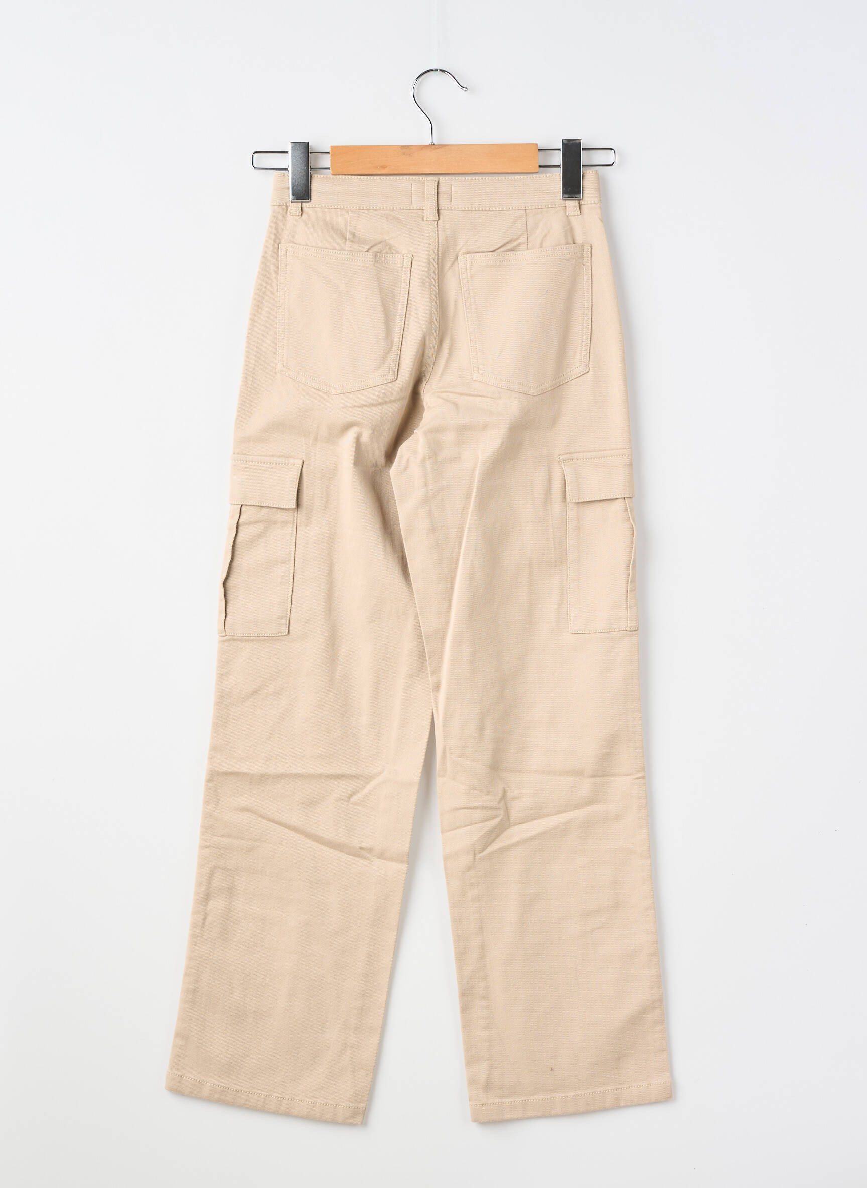 Pantalon cargo tissage denim taille ajustable beige ONLY fille