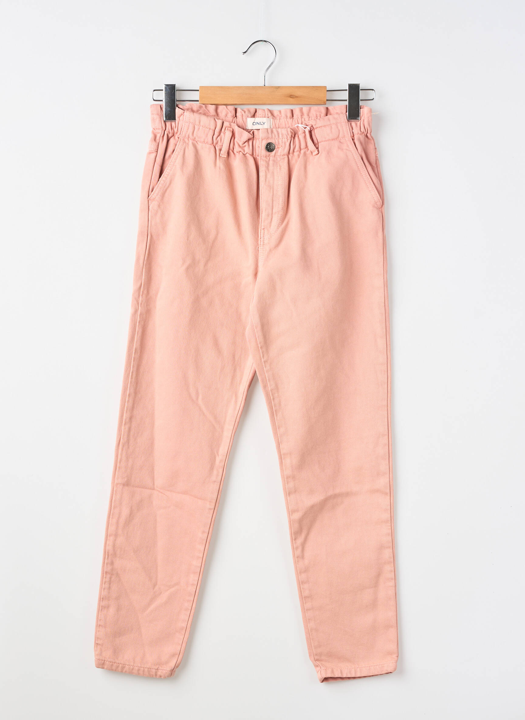 Jeans coupe droite taille haute taille ajustable rose ONLY fille