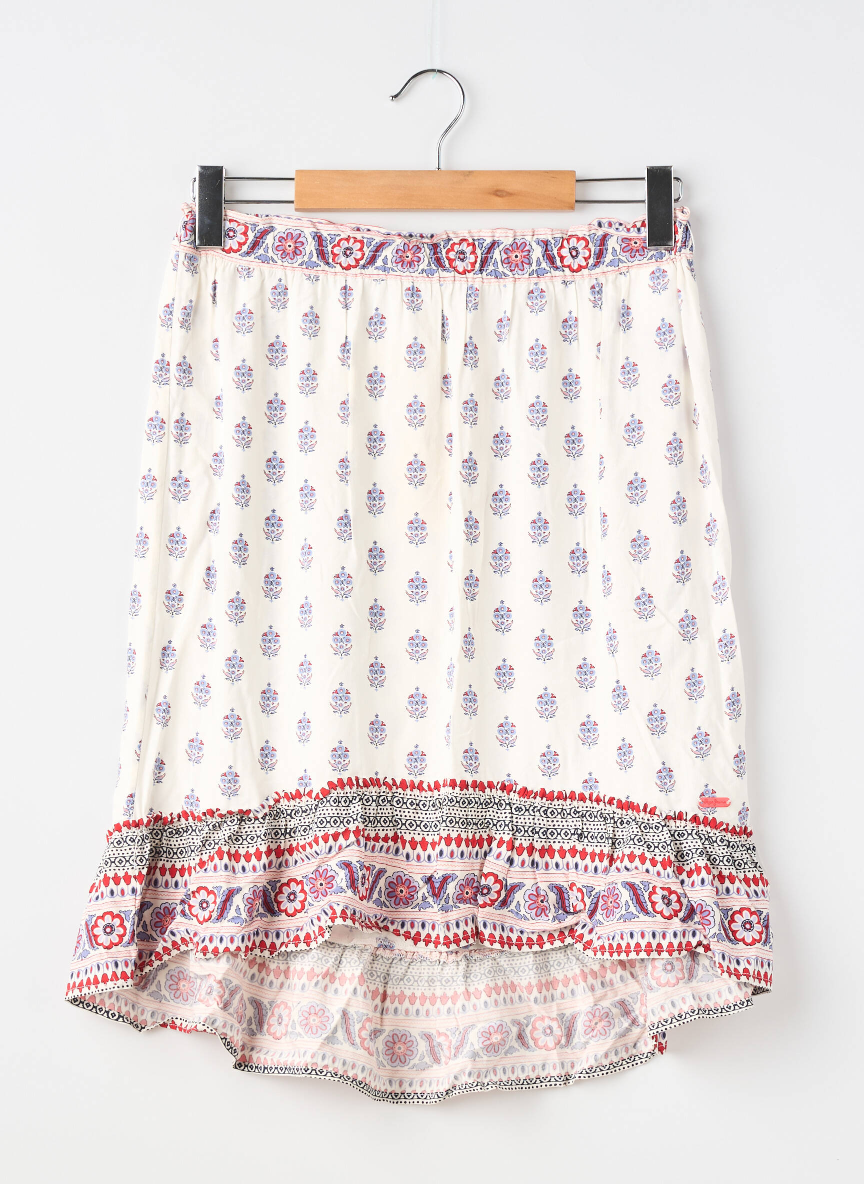 Jupe mi-longue imprimé fleurs beige PEPE JEANS fille