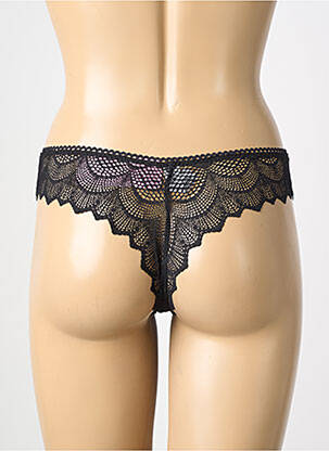 Tanga tissage satiné noir ANTIGEL femme