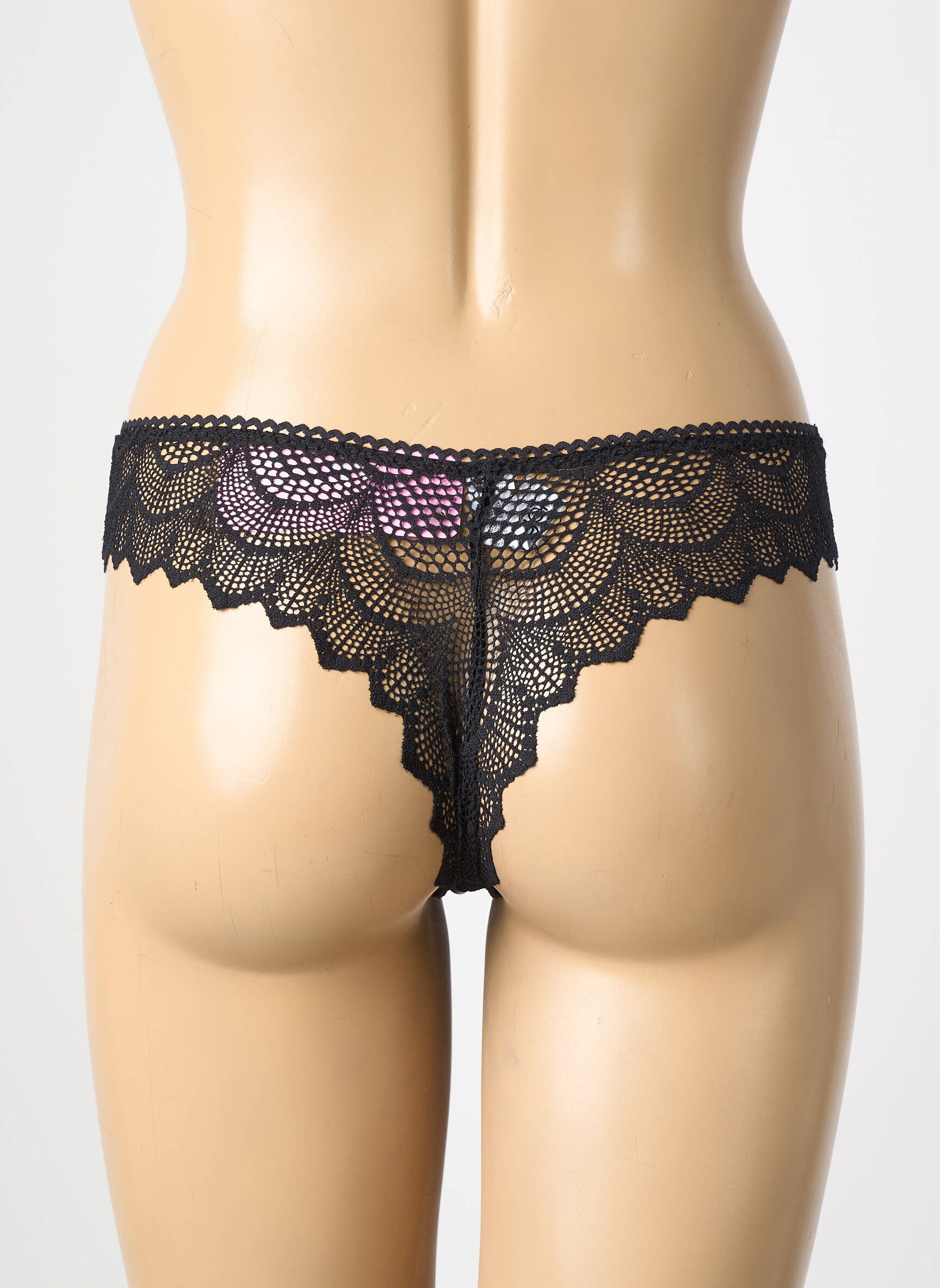 Tanga tissage satiné noir ANTIGEL femme