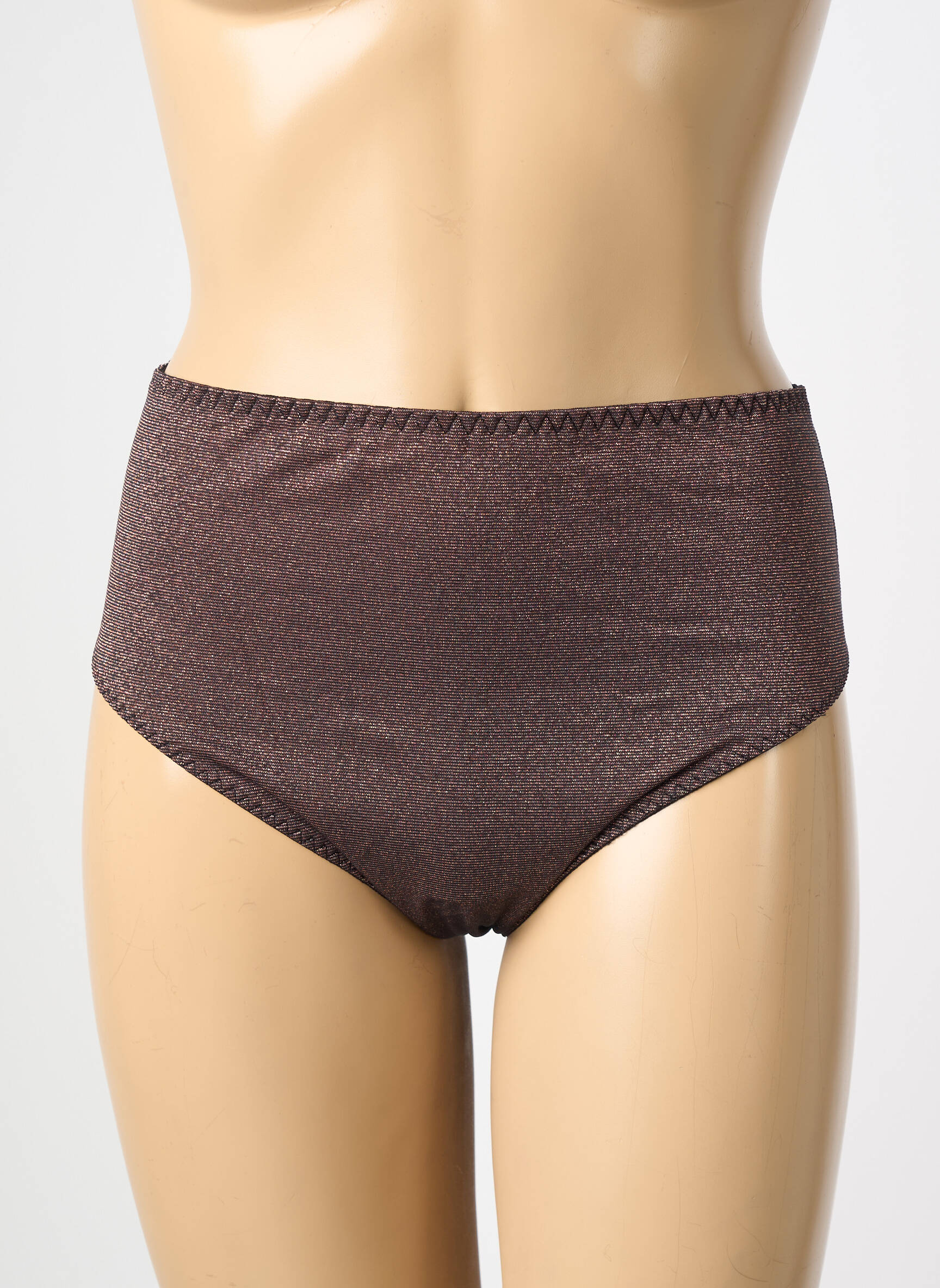 Culotte haute effet matière satinée marron ANTIGEL femme