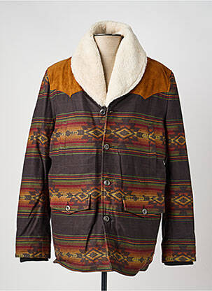 Manteau long finition intérieure fourrure synthétique sans capuche noir IRON AND RESIN homme