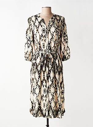 Robe mi-longue manches 3/4 manches 3/4 beige SOYANG femme