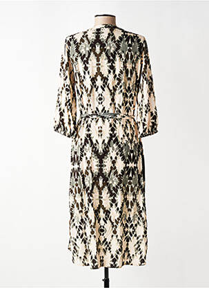 Robe mi-longue manches 3/4 manches 3/4 beige SOYANG femme