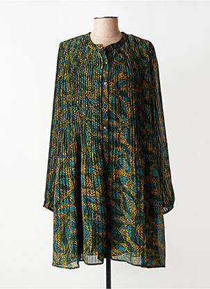 Robe mi-longue coupe fluide manches longues vert RUE MAZARINE femme