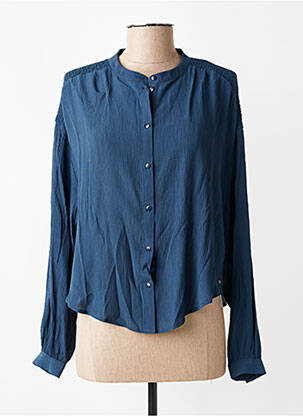 Chemisier tissage crêpe manches longues bleu TEDDY SMITH femme