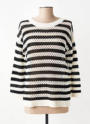 Pull maille ajourée manches 3/4 noir STREET ONE femme