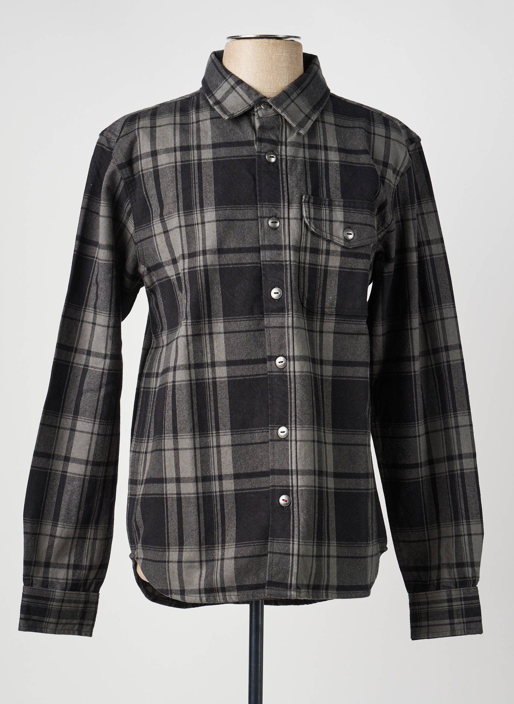 Chemise manches longues imprimé écossais noir IRON AND RESIN homme