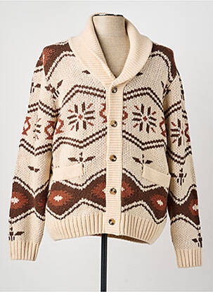 Gilet manches longues col châle beige IRON AND RESIN homme