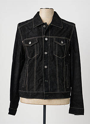 Veste en cuir tissage suedine noir IRON AND RESIN homme