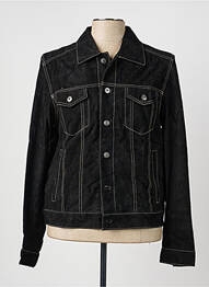 Veste en cuir tissage suedine noir IRON AND RESIN homme