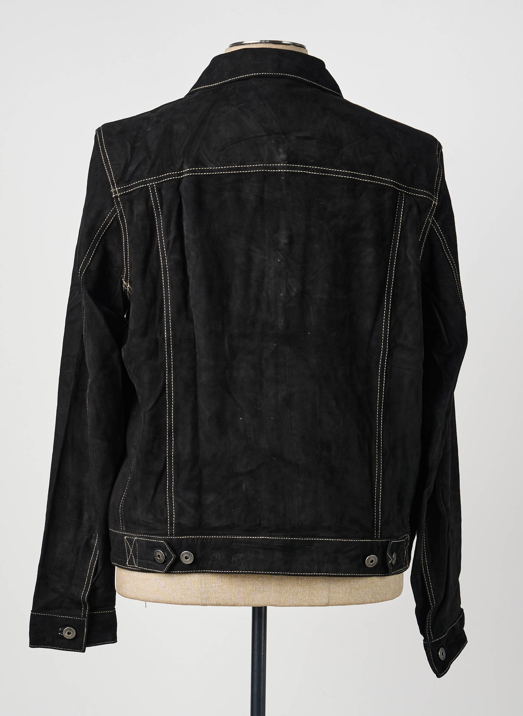 Veste en cuir tissage suedine noir IRON AND RESIN homme