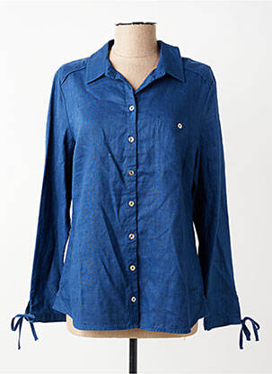 Chemisier tissage crêpe manches longues bleu JULIE GUERLANDE femme
