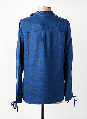 Chemisier tissage crêpe manches longues bleu JULIE GUERLANDE femme