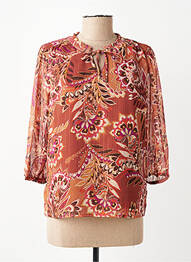 Blouse légère et transparente manches 3/4 marron JULIE GUERLANDE femme