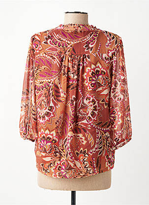 Blouse légère et transparente manches 3/4 marron JULIE GUERLANDE femme