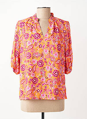 Blouse tissage popeline manches 3/4 orange C'EST BEAU LA VIE femme
