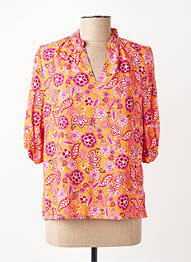 Blouse tissage popeline manches 3/4 orange C'EST BEAU LA VIE femme