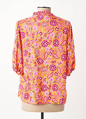 Blouse tissage popeline manches 3/4 orange C'EST BEAU LA VIE femme