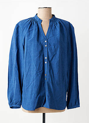 Chemisier tissage crêpe manches longues bleu JULIE GUERLANDE femme