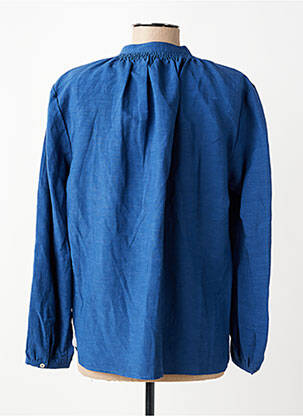 Chemisier tissage crêpe manches longues bleu JULIE GUERLANDE femme