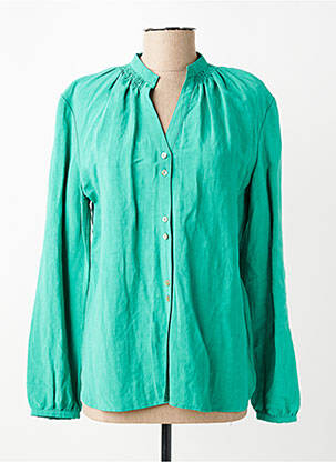 Chemisier tissage crêpe manches longues vert JULIE GUERLANDE femme