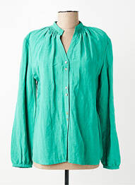 Chemisier tissage crêpe manches longues vert JULIE GUERLANDE femme