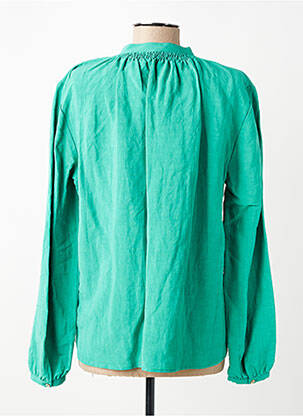 Chemisier tissage crêpe manches longues vert JULIE GUERLANDE femme